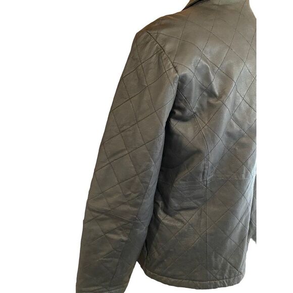 Vintage Dialogue QVC Style Diamond Stitch Black Leather Jacket Women’s M - Picture 5 of 15